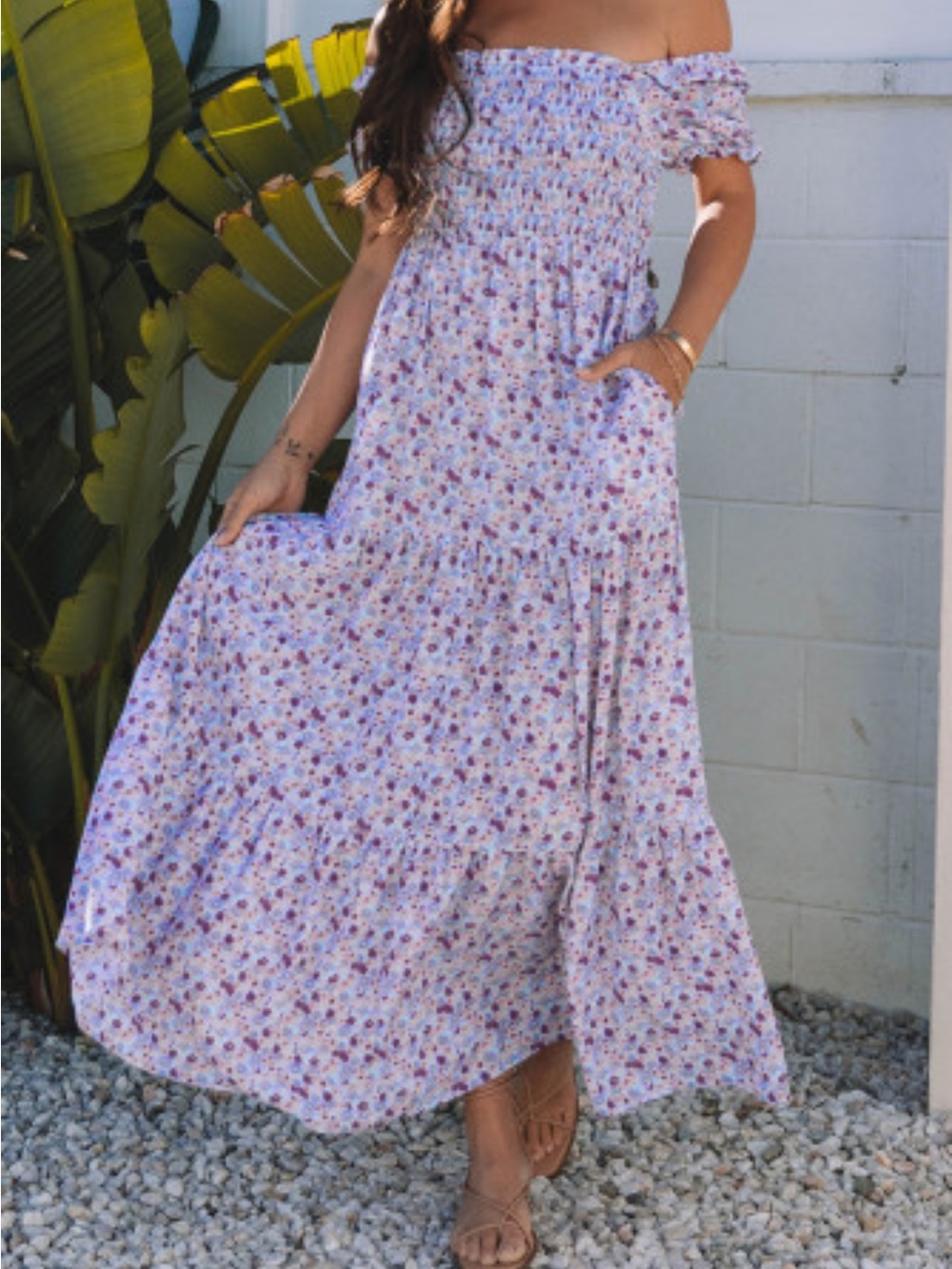 Boutique Smocked Floral Maxi Dress - Women